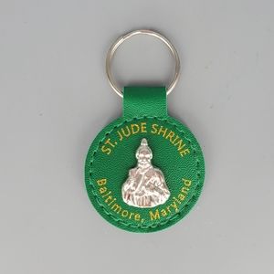 St. Jude Green Faux Smooth Leather Keychain
